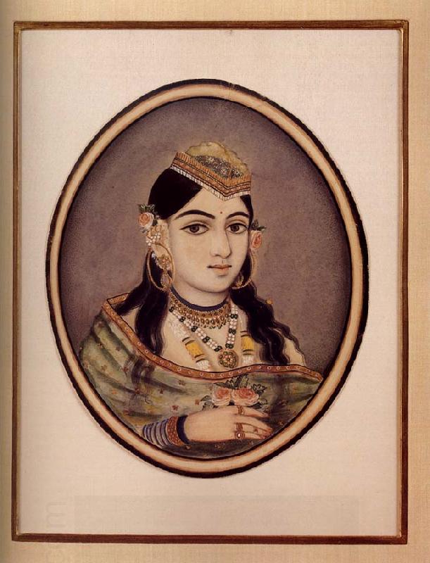 unknow artist A Courtesan of Maharaja Sawai Ram Singh of Jaipur Dressed for the Spring Festival oil painting picture